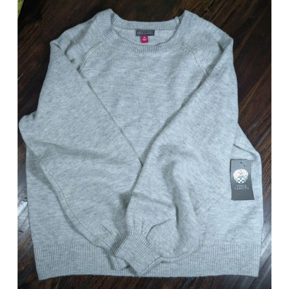 NWT Vince Camuto Light Heather Gray Crewneck Knit Pullover Sweater XS